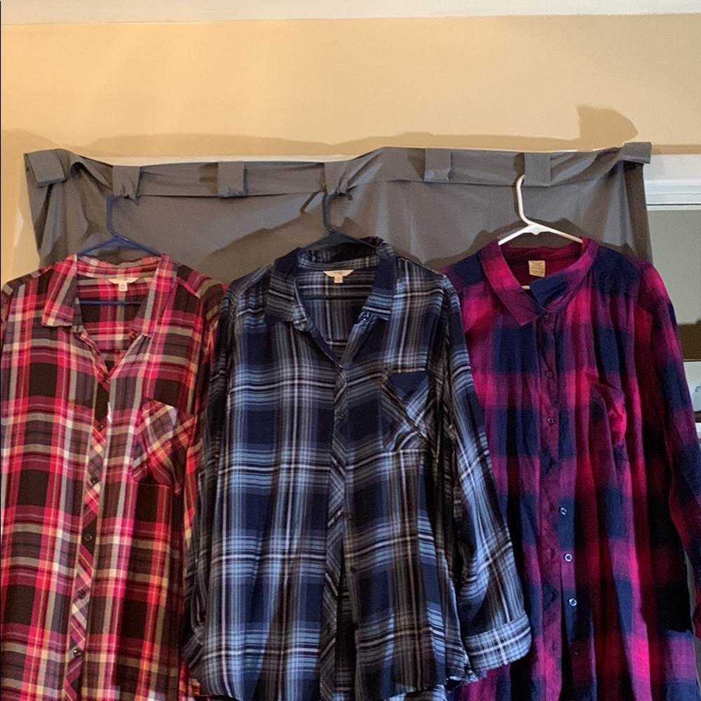 Multi-Color Plaid Long Sleeve Shirts
